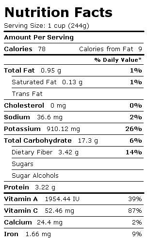 Nutrition Facts Label for Tomato Sauce, w/Tomato Tidbits, Canned