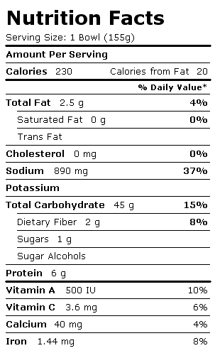 Nutrition Facts Label for Annie Chun's Miso Soup Freshpak Noodle Bowl