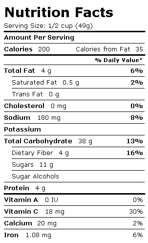 Nutrition Facts Label for Breadshop Granola, Ancient Grain Flakes, Granola & Fruit Organic Harvest Apple