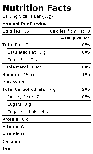 Nutrition Facts Label for Blue Bunny Sweet Freedom Bars, no Sugar Added, Reduced Fat, Sugar Free Pops