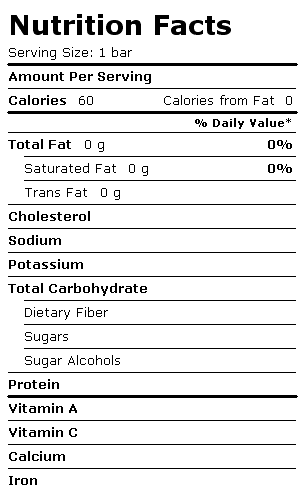 Nutrition Facts Label for Blue Bunny Health Smart Bars, no Sugar Added, Fat Free, Fudge & Vanilla Fudge Bars