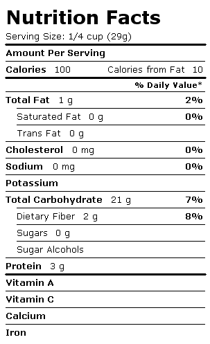 Nutrition Facts Label for Bobs Red Mill Corn Masa Harina Flour