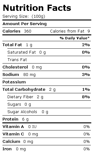 Nutrition Facts Label for Dan D Pack Rice & Noodles, Japanese Sushi Rice