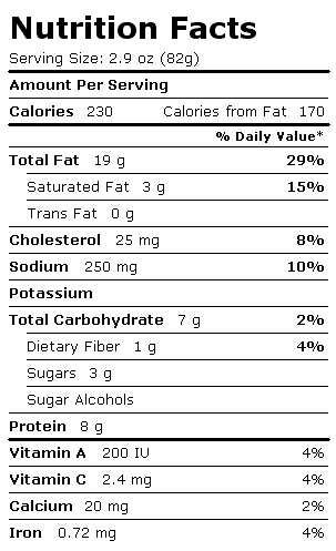 Nutrition Facts Label for Bumble Bee Tuna Salad, Lunch on the Run